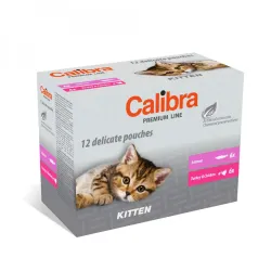 Calibra Cat Premium Kitten Multipack Łosoś, indyk w sosie 12x100g